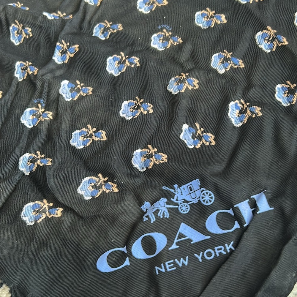 Coach Black with Blue Floral Print Scarf